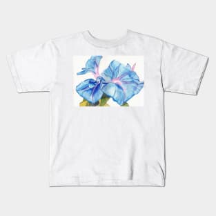 Blue Bindweed (morning glory) watercolour painting Kids T-Shirt